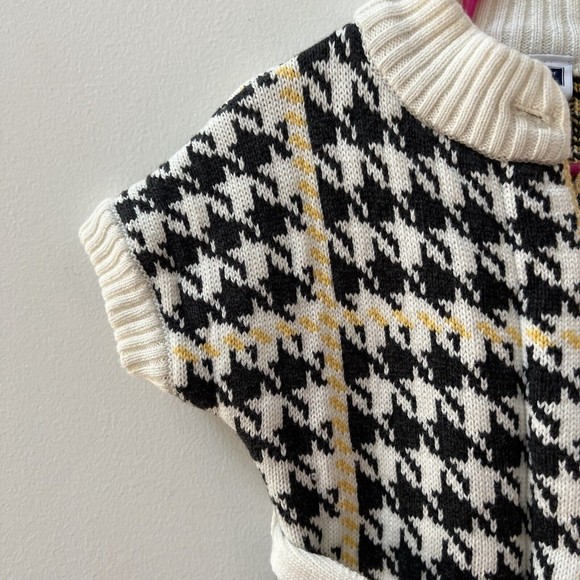 Janie & Jack Infant Girls Houndstooth Cardigan Sweater Sz 12-18 mo White Black - Picture 2 of 8